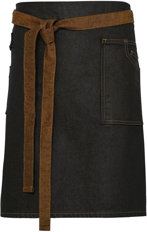 Premier Division - Waxed look denim waist apron