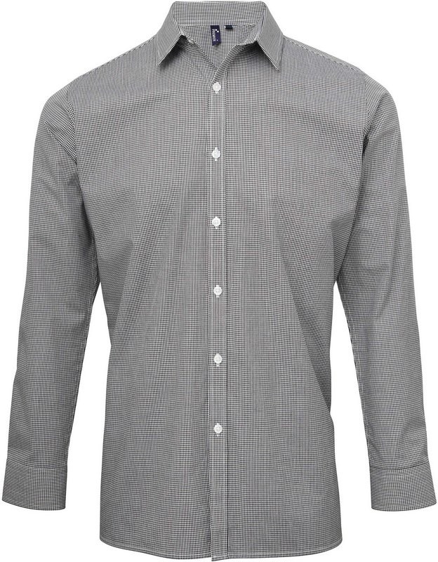 Premier Men's long sleeve microcheck gingham shirt