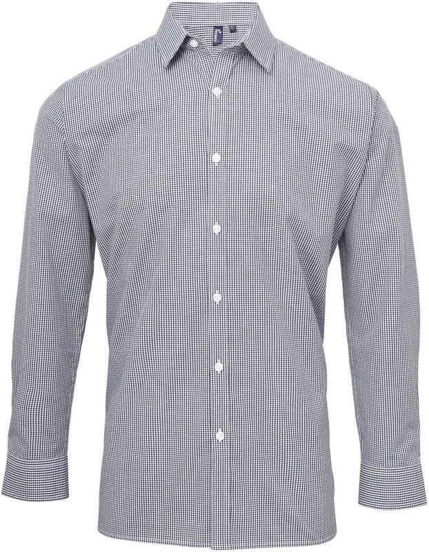 Premier Men's long sleeve microcheck gingham shirt