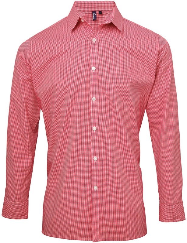 Premier Men's long sleeve microcheck gingham shirt